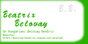 beatrix belovay business card